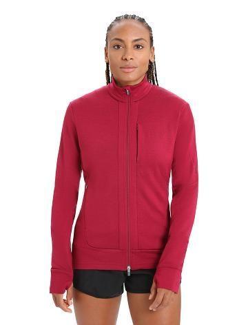 Cherry Icebreaker Merino Quantum III Long Sleeve Zip Women's Hoodie | AU 1680MQZA